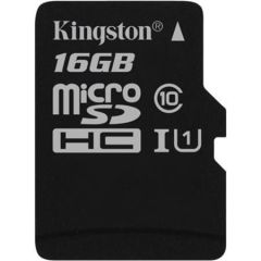 Paměťová karta microSDHC Canvas Select, 16GB, Class 10/U1, 80/10 MB/s, KINGSTON