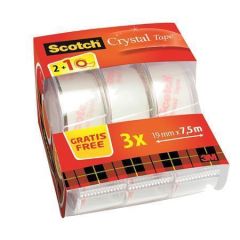 3M SCOTCH  Lepicí páska s odvíječem Crystal, 2+1 zdarma, 19 mm x 7,5 m, 3M SCOTCH