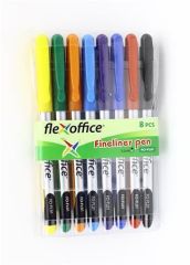 FLEXOFFICE  Liner FL01, sada, 8 barev, 0,3 mm, FLEXOFFICE