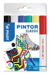 PILOT  Set dekorativních popisovačů Pintor F, 6 barev klasik, 1 mm, PILOT