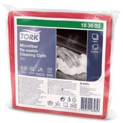 TORK  183601 Čisticí utěrka, červená, mikrovlákno, TORK ,balení 6 ks