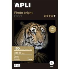 Apli  Fotografický papír Photo Bright, do inkoustové tiskárny, lesklý, 10x15 cm, 240g, APLI ,balení 150 ks