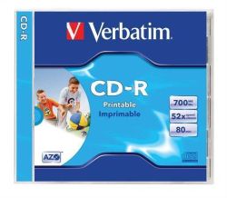 Verbatim  CD-R 700MB, 80min., 52x, Printable, Verbatim, jewel box