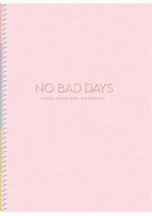 Spirálový sešit No Bad Days, mix motivů, B5, čtverečkovaný, 80 listů, tvrdé desky, SHKOLYARYK B5-S