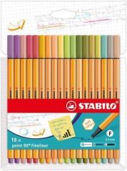 Stabilo  Linery Point 88, 18 barev, 0,4 mm, STABILO 8818-22-5