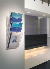 Durable  Držák na prospekty Combiboxx XL, transparentní, stolní i na zeď, A4, 4 přihrádky, DURABLE 858619