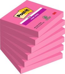 Samolepicí lístek Super Sticky, růžová, 76 x 76 mm, 6 x 90 listů, 3M POSTIT 7100263208 ,balení 540 ks
