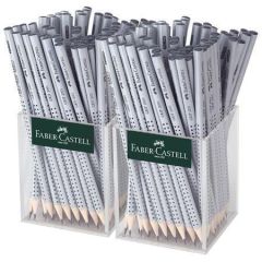 Grafitová tužka Grip 2001, displej/144 ks, stříbrná, HB, trojhranná, FABER-CASTELL 117023
