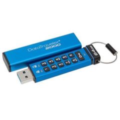 USB Flash disk DT2000, 64GB, modrá, USB 3.0, uzamykatelný, s klávesnicí, KINGSTON