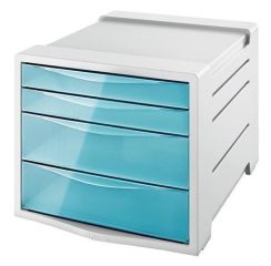 Zásuvkový box Colour` Ice, transparentní modrá, 4 zásuvky, plast, ESSELTE
