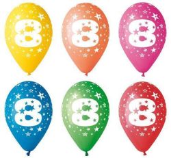 Balónek, s číslem 8, 26 cm ,balení 5 ks