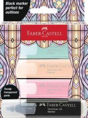Zvýrazňovač Glassy, 3 různé pastelové barvy + černá, FABER-CASTELL 254694