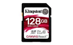 Paměťová karta Canvas React,  SDXC, 128GB, C10/U3/V30/A1, 100/80 MB/s, KINGSTON