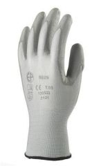 Pracovní rukavice máčené na dlani a prstech v polyuretanu, velikost 9, šedé ,balení 10 ks