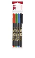 Permanentní popisovač na CD/DVD, 4 různé barvy, sada, 0,5 mm, ICO 9580068004