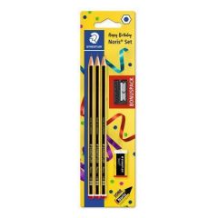 STAEDTLER  Grafitové tužky Noris, HB 3ks, ořezávátko, pryž, šestihranné, STAEDTLER 120 SBK3P1
