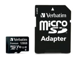 Verbatim  Paměťová karta Premium, microSDXC, 128GB, CL10/U1, 70/10 MB/s, adaptér, VERBATIM
