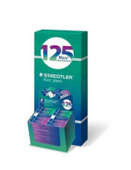Pryž Mars Plastic 526, displej/40 ks, modro-zeleno-fialová, výroční edice 125 let, STAEDTLER 52650