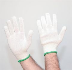 Ochranné rukavice, přírodní bílá, pletené, velikost XL, směs bavlny a polyesteru, 12 párů, SF0001-10 ,balení 12 ks