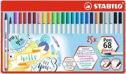 Stabilo  Štětcové fixy Pen 68 brush, 25 barev, kovová krabička, STABILO