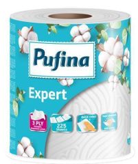 Papírové utěrky Expert, 3-vrstvé, 225 útržků, 1 role, PUFINA PP20639