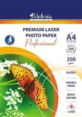 VICTORIA  Fotografický papír Professional, do laserové tiskárny, lesklý, A4, 200g, oboustranný, VICTORIA ,balení 250 ks