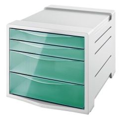 ESSELTE  Zásuvkový box Colour` Ice, transparentní zelená, 4 zásuvky, plast, ESSELTE