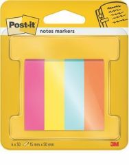 3M POSTIT  Samolepicí záložky, mix barev, 15 x 50 mm, 4x 50 listů, 3M POSTIT 7100259443 ,balení 200 ks