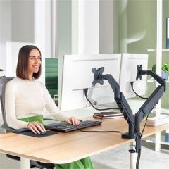 Držák monitoru Ergo, tmavě šedá, pro dva monitory, LEITZ 65370089