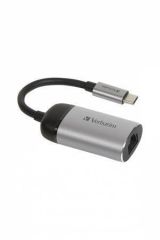 Adaptér, hliník-černá, USB-C/Gigabit Ethernet, VERBATIM 49146