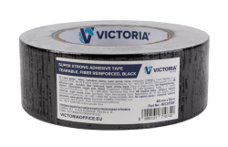 Lepicí páska, černá, 48 mm x 50 m, textilní, super pevná, VICTORIA FACILITY