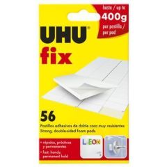 Samolepicí polštářky Fix, bílá, 56 ks, oboustranné, UHU 40211