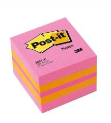 Samolepicí bloček, pink, 51x51 mm, 400 listů, 3M POSTIT ,balení 400 ks