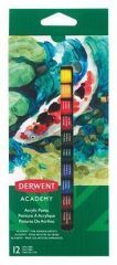 DERWENT  Akrylová barva Academy, 12 různých barev, 12 ml, DERWENT