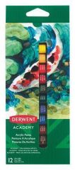 Akrylová barva Academy, 12 různých barev, 12 ml, DERWENT