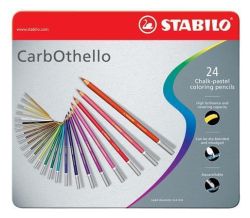 Stabilo  Křídové pastelové barevné pastelky CarbOthello, sada, 24 barev, kulaté, kovová krabička, STABILO