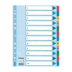 Rozdružovač A4 kartonový Esselte Mylar - barevný / 1 - 12