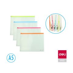 Spisové desky DELI Fashion na zip - A5 / barevný mix