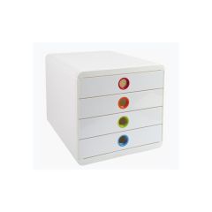 Zásuvkový box Exacompta Iderama - bílý duhový / 4 zásuvky na výšku