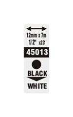 Pásky D1 standardní - 12 mm x 7 m / černý tisk / bílá páska