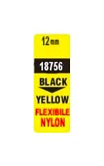 Pásky D1 nylonová flexibilní pro elektronické štítkovače DYMO - 12 mm x 3,5 m černý tisk / žlutá páska