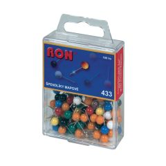 Conmetron  Špendlíky mapové RON - kuličky / 100 ks / barevný mix