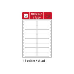 Tabelační etikety s vodící drážkou - 100 x 36,1 mm dvouřadé 400 etiket / 25 skladů