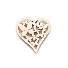 Velikonoční dřevěný výřez - motýlkové srdce 6,5 x 7 cm