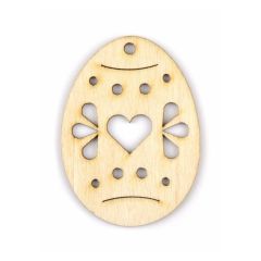 Velikonoční dřevěný výřez - vajíčko srdíčko 5,1 x 7 cm