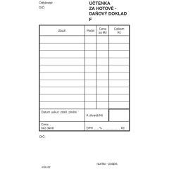 MSK  MSK 62 účtenka za hotové číslovaná 2 x 50 listů NCR