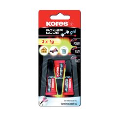 Vteřinová lepidla Kores - Power Glue gel 3 x 1g