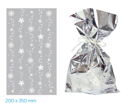Luma  Vánoční celofánový sáček - stříbrné vločky / 20 x 35 cm