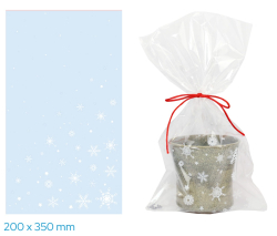 Luma  Vánoční celofánový sáček - transparentní vločky a hvězdičky / 20 x 35 cm