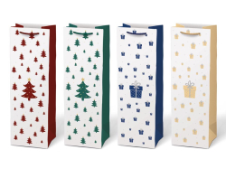 MFP Paper s.r.o.  Vánoční taška na lahev - KRAFT mix / 12 x 36 x 10 cm